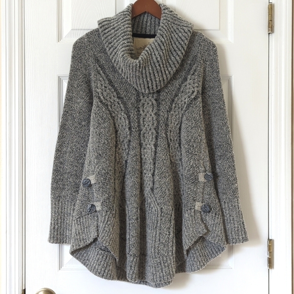 Anthropologie Sweaters - Angel of the North Anthropologie Wool Blend Boucle Cable Knit Cowl Neck Sweater